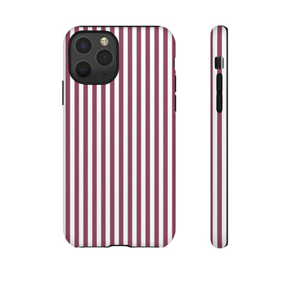 Tough Premium Old Claret Stripes Phone Case Gift for Her - For Apple iPhone 16 Pro Max 16e iPhone 15 Pro iPhone Iphone 14 Plus 13 Pro 12 SE XR - Studio40ParkLane