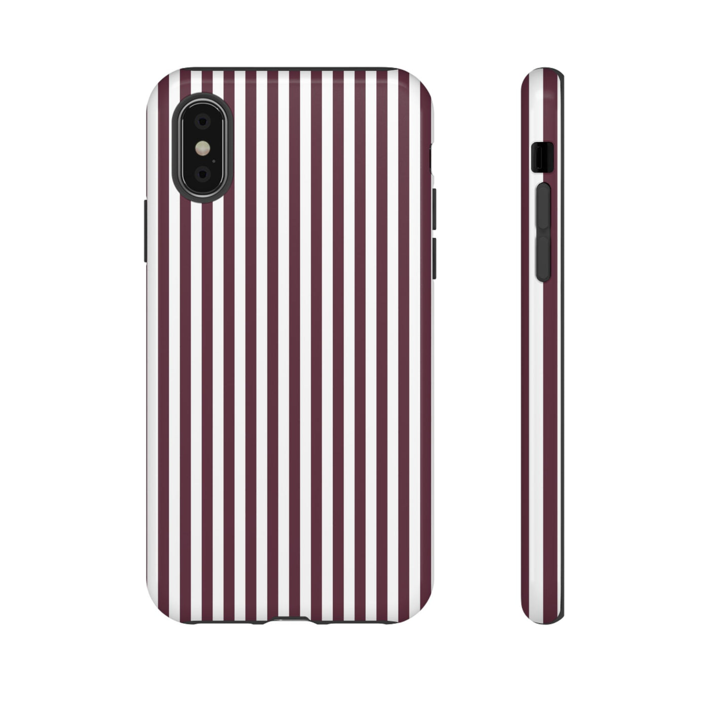 Tough Premium Burgundy Stripes Phone Case Gift for Her - For Apple iPhone 16 Pro Max 16e iPhone 15 Pro iPhone Iphone 14 Plus 13 Pro 12 SE XR - Studio40ParkLane