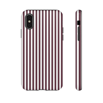 Tough Premium Burgundy Stripes Phone Case Gift for Her - For Apple iPhone 16 Pro Max 16e iPhone 15 Pro iPhone Iphone 14 Plus 13 Pro 12 SE XR - Studio40ParkLane