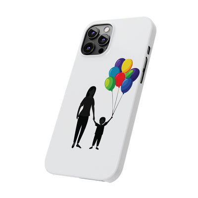 Slim Mother Child Balloons Gift for Her Cute Phone Cases for Iphone 16 Pro Max | iPhone 15 Case | iPhone 15 Pro Max Case, Iphone 14, 13, 12, 11, 10, 8, 7