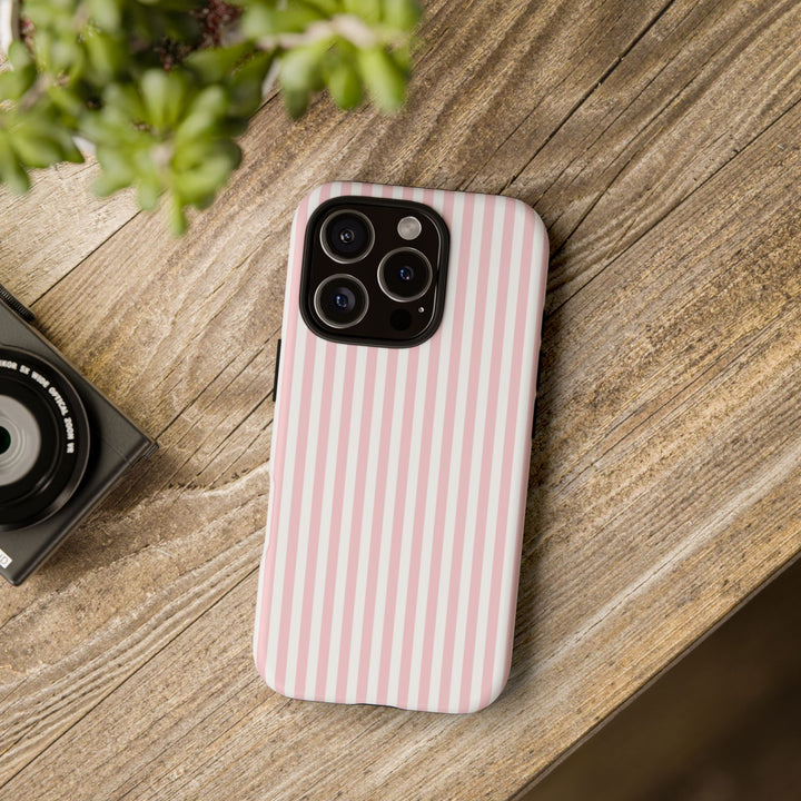 Tough Premium Sweet Pink Stripes Phone Case Gift for Her - For Apple iPhone 16 Pro Max 16e iPhone 15 Pro iPhone Iphone 14 Plus 13 Pro 12 SE XR - Studio40ParkLane