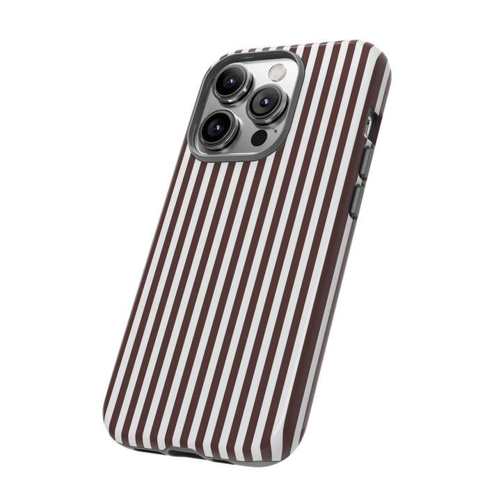 Tough Premium Brown Stripes Phone Case Gift for Her - For Apple iPhone 16 Pro Max 16e iPhone 15 Pro iPhone Iphone 14 Plus 13 Pro 12 SE XR - Studio40ParkLane