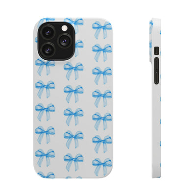 Slim Blue Bows Cute Phone Cases for Iphone 16 Pro Max | iPhone 15 Case | iPhone 15 Pro Max Case, Iphone 14, Iphone 14 Pro Max, Iphone 13 12 11 8 7