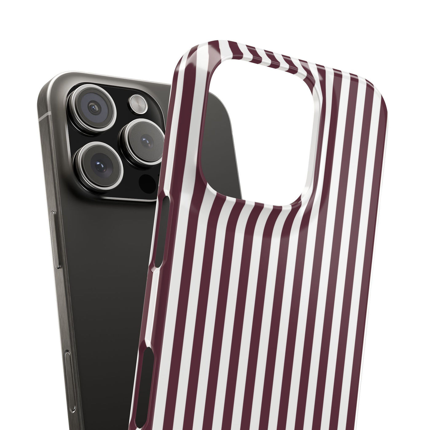 Slim Burgundy Wine Striped Cute Phone Case for Iphone 16 - | iPhone 15 Pro Max Case | iPhone 14 Case Iphone 13 12 11 10 9 8 7 Gift for Her - Studio40ParkLane