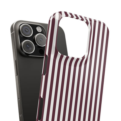 Slim Burgundy Wine Striped Cute Phone Case for Iphone 16 - | iPhone 15 Pro Max Case | iPhone 14 Case Iphone 13 12 11 10 9 8 7 Gift for Her - Studio40ParkLane