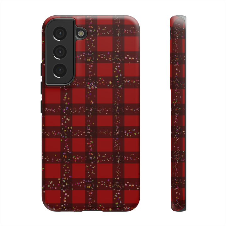 Samsung Phone Cases, Designer Samsung Galaxy S23 Phone Case, Samsung S22 Case, Samsung S21 Case, Samsung S20 Case, Red Festive Plaid - Studio40ParkLane
