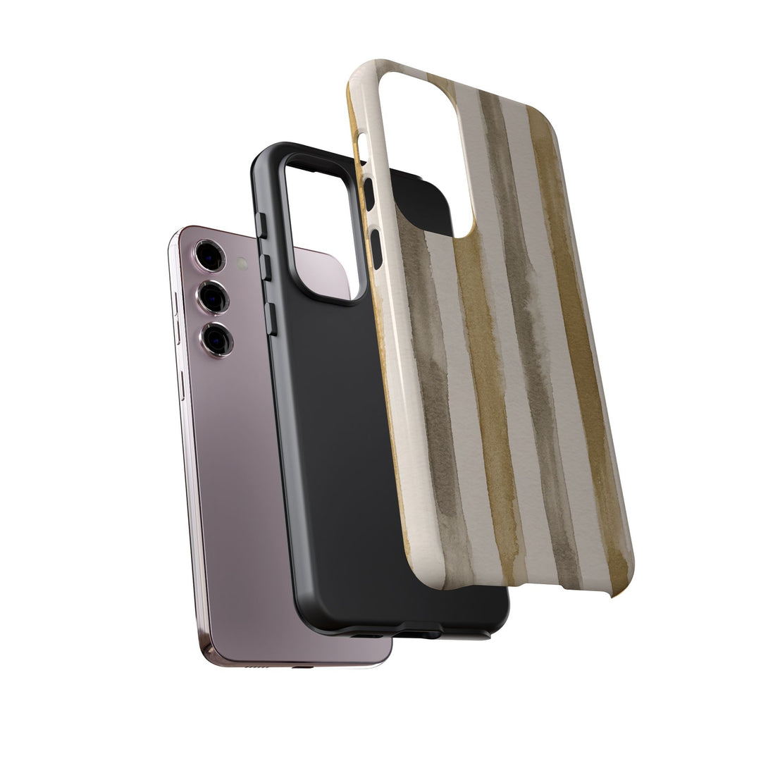 Tough Cute Brown Beige Stripes Phone Case, for IPhone 17 Pro Max | Iphone 17 Air, Iphone 16, IPhone 15, 14 13 12, Samsung Galaxy S26, S25, S24, S23 - Studio40ParkLane