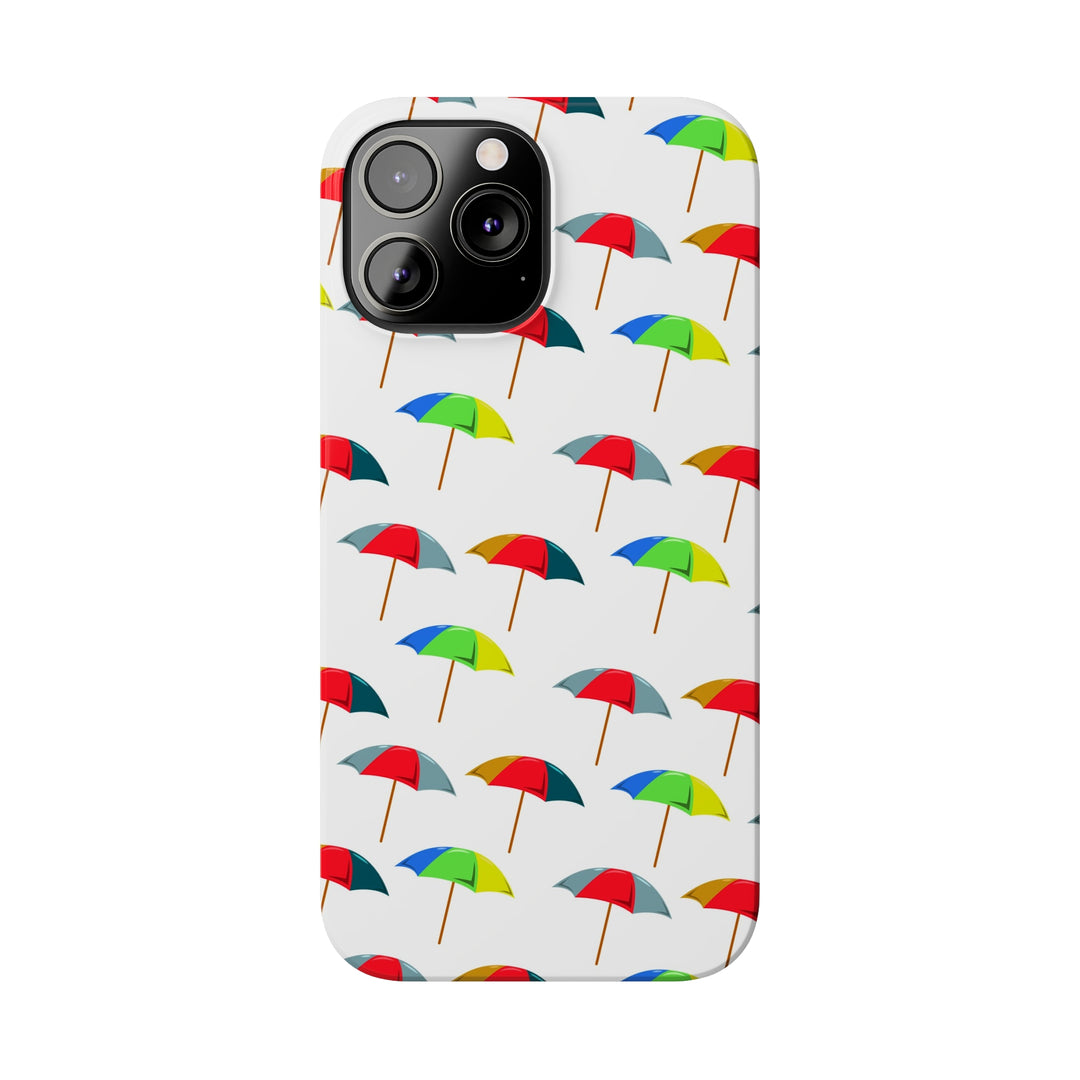 Slim Cute Phone Cases for Iphone - | iPhone 15 Case | iPhone 15 Pro Max Case, Iphone 14 Case, Iphone 14 Pro Max, Iphone 13, Colorful Beach Parasol - Studio40ParkLane