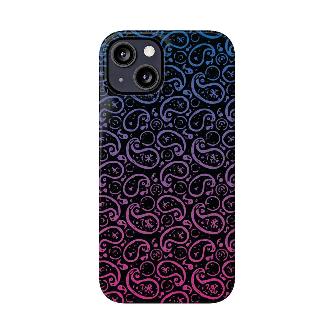 Slim Cute Phone Cases for Iphone - | iPhone 15 Case | iPhone 15 Pro Max Case, Iphone 14 Case, Iphone 14 Pro Max, Iphone 13, Paisley Blue Pink Black - Studio40ParkLane