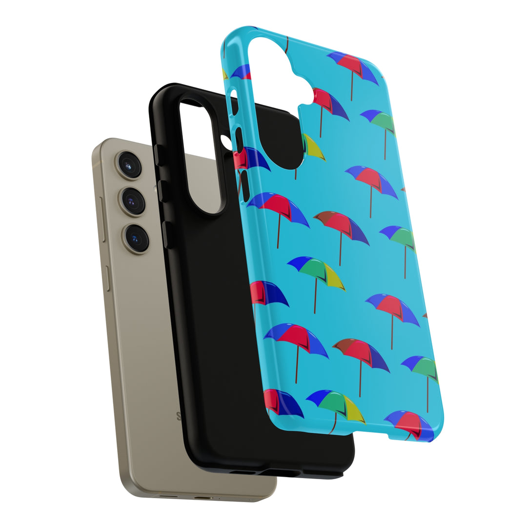 Cute Samsung Phone Case | Aesthetic Samsung Phone Case | Galaxy S23, S22, S21, S20 | Colorful Beach Parasols Blue, Protective Phone Case - Studio40ParkLane