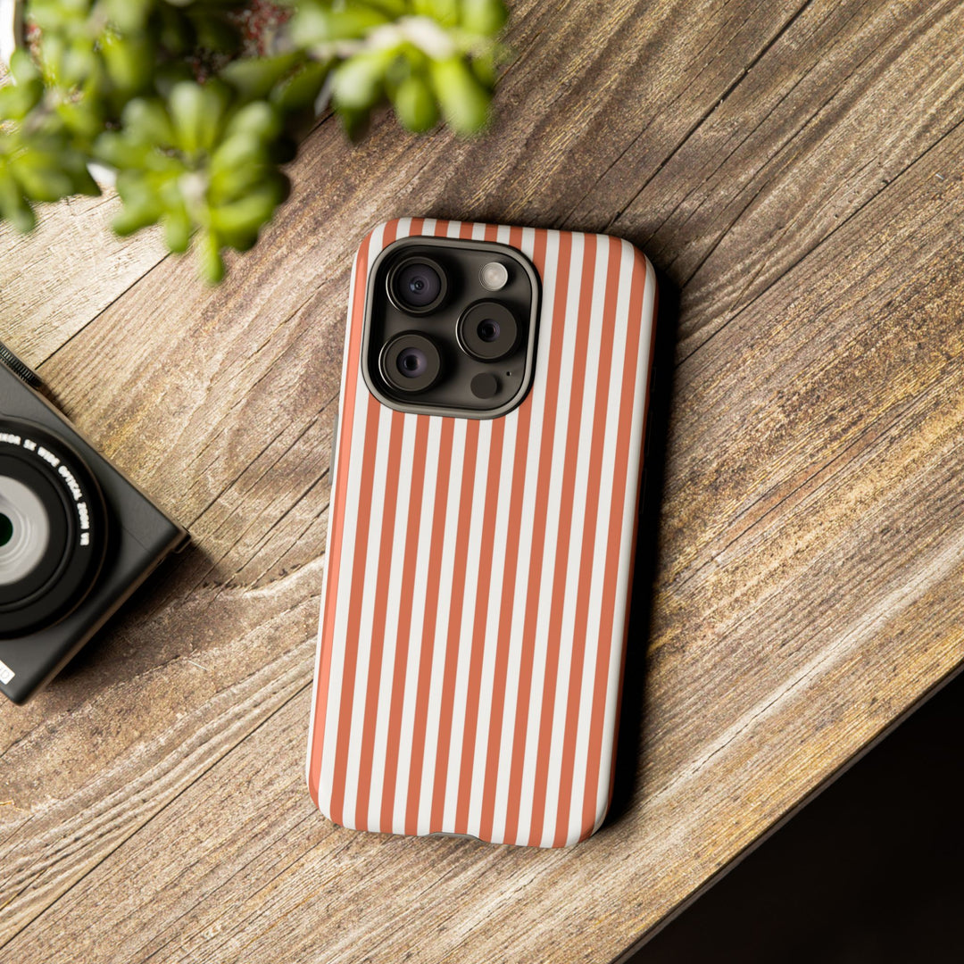 Tough Premium Peach Stripes Phone Case Gift for Her - For Apple iPhone 16 Pro Max 16e iPhone 15 Pro iPhone Iphone 14 Plus 13 Pro 12 SE XR - Studio40ParkLane