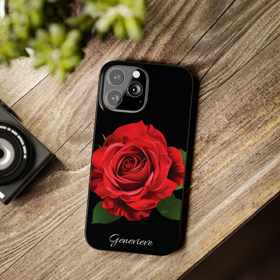 Slim Custom Personalized Red Rose Flowers Gift for Her Cute Phone Cases for Iphone 16 Pro Max | iPhone 15 Case | iPhone 15 Pro Max Case, Iphone 14, Iphone 14 Pro Max, Iphone 13 12 11 8 7 - Studio40ParkLane