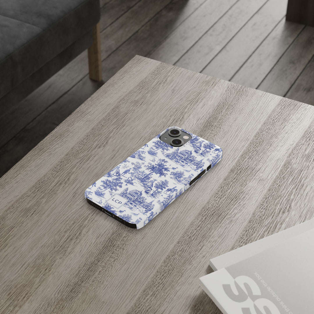 Slim Personalized Slim Blue Vintage French Toile Cute Phone Cases for Iphone 16 Pro Max | iPhone 15 Case | iPhone 15 Pro Max Case, Iphone 14, Iphone 14 Pro Max, Iphone 13 12 11 8 7 - Studio40ParkLane