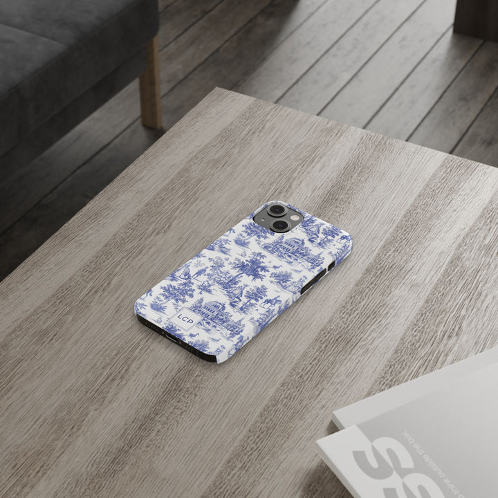 Slim Personalized Slim Blue Vintage French Toile Cute Phone Cases for Iphone 16 Pro Max | iPhone 15 Case | iPhone 15 Pro Max Case, Iphone 14, Iphone 14 Pro Max, Iphone 13 12 11 8 7 - Studio40ParkLane
