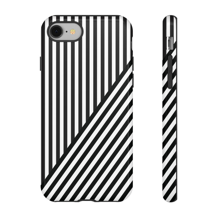 Aesthetic Tough Black White Stripes Phone Case - For iPhone 17 Pro Max iPhone 16 Pro iPhone 15 Iphone 14 Plus 13 Pro 12 11 10 XR - Studio40ParkLane