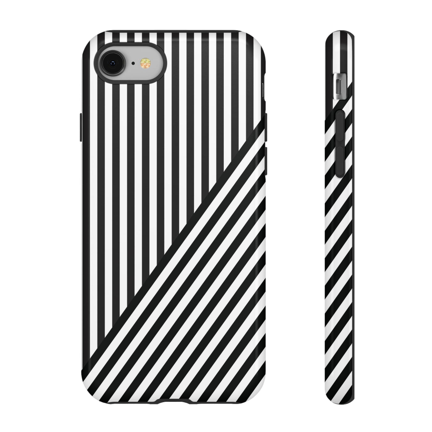 Aesthetic Tough Black White Stripes Phone Case - For iPhone 17 Pro Max iPhone 16 Pro iPhone 15 Iphone 14 Plus 13 Pro 12 11 10 XR - Studio40ParkLane