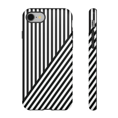 Aesthetic Tough Black White Stripes Phone Case - For iPhone 17 Pro Max iPhone 16 Pro iPhone 15 Iphone 14 Plus 13 Pro 12 11 10 XR - Studio40ParkLane