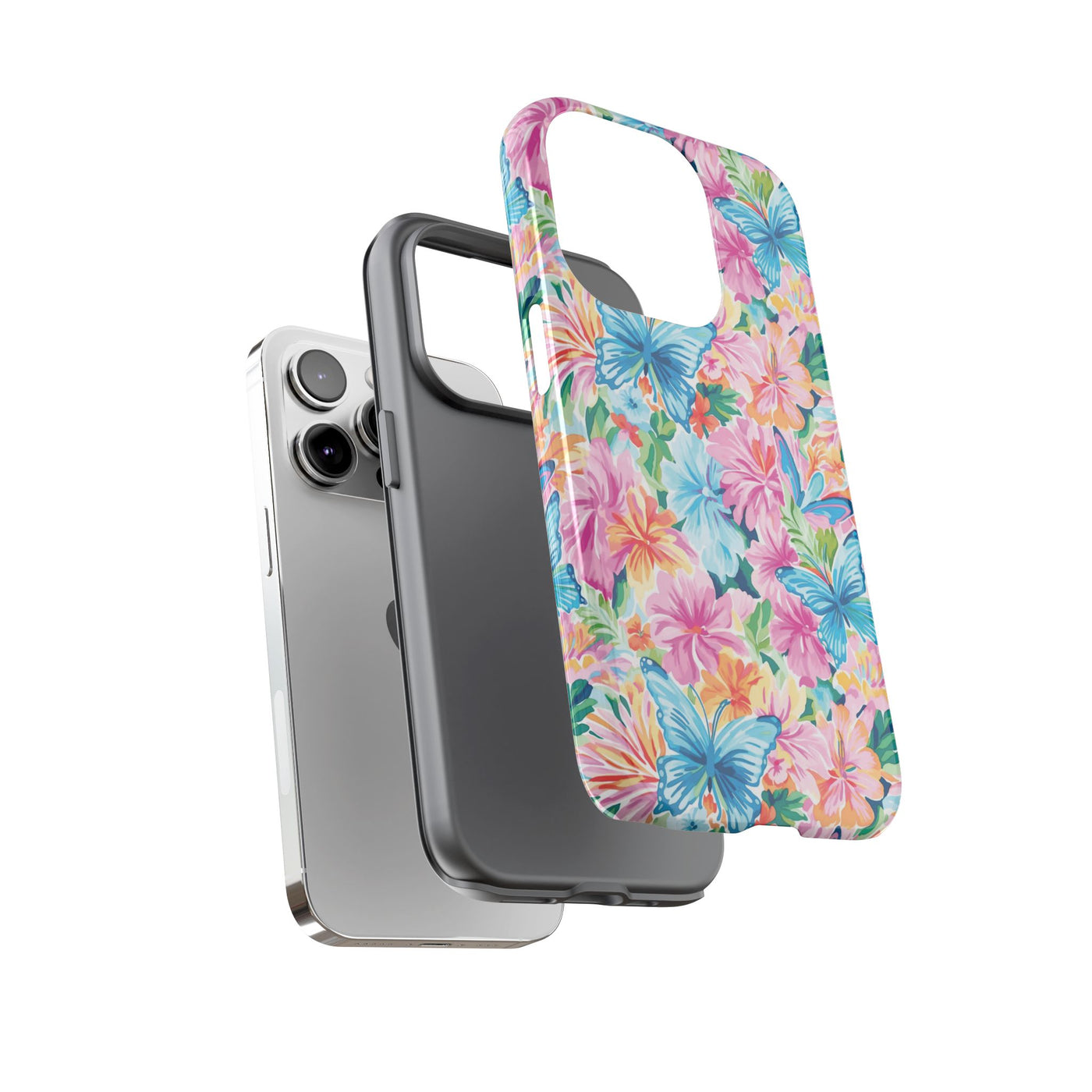 Premium Tough Butterflies Flowers Cute Phone Cases for Samsung S24, S23, S22, S21, S20, Plus and Ultra, Iphone 16 Pro Max,15, 14, 13, 12, 11, 10
