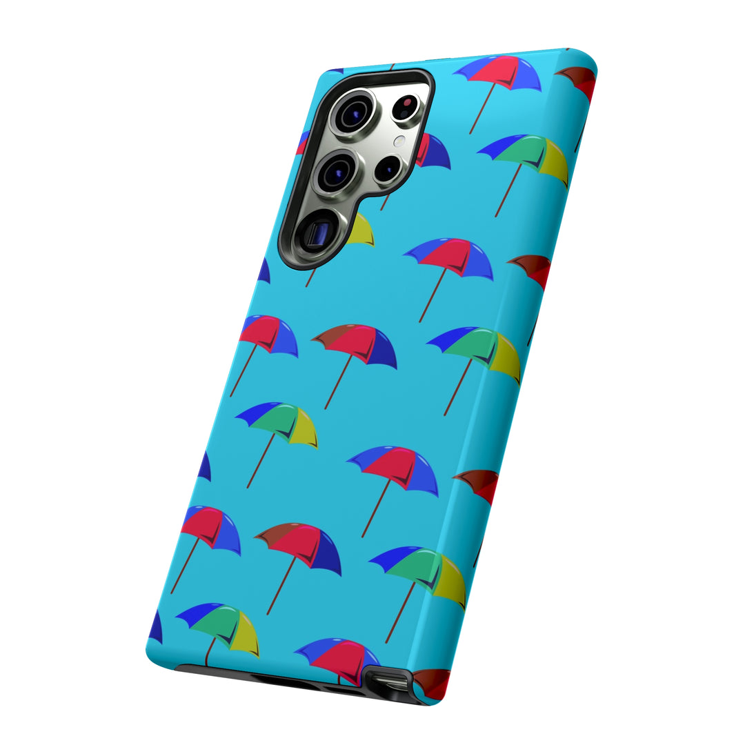 Cute Samsung Phone Case | Aesthetic Samsung Phone Case | Galaxy S23, S22, S21, S20 | Colorful Beach Parasols Blue, Protective Phone Case - Studio40ParkLane