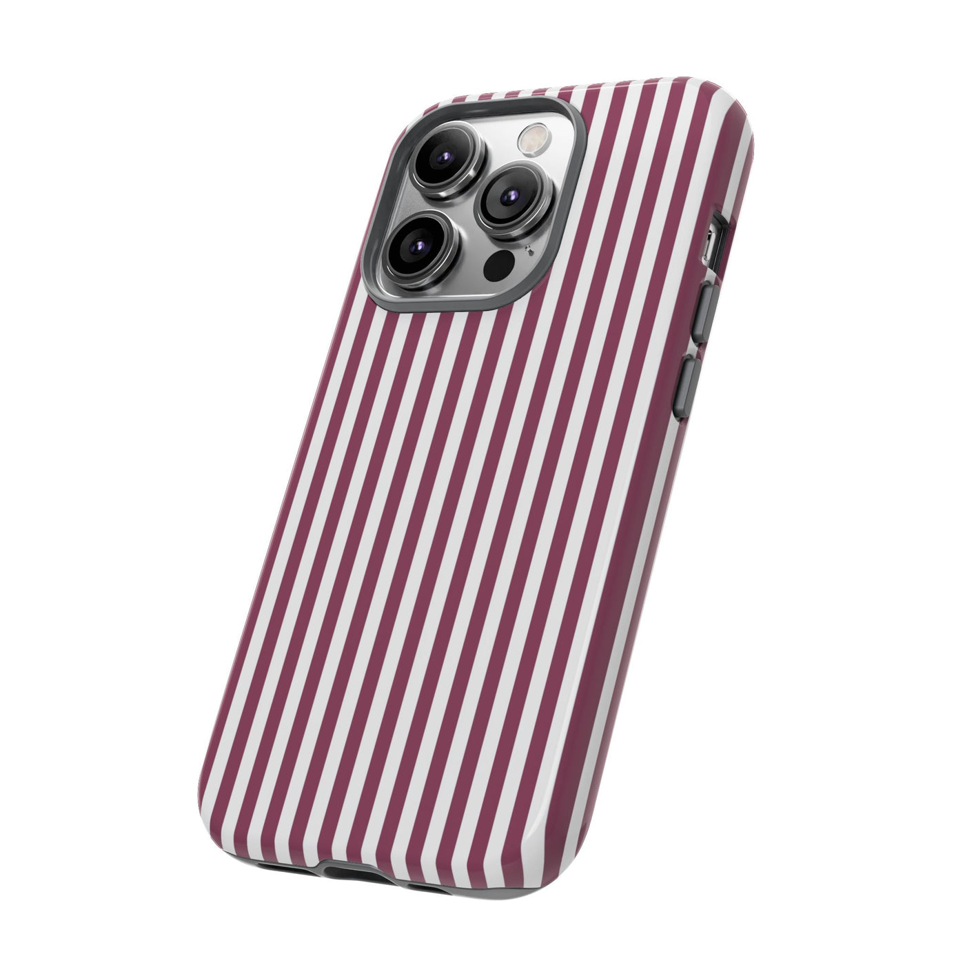Tough Premium Old Claret Stripes Phone Case Gift for Her - For Apple iPhone 16 Pro Max 16e iPhone 15 Pro iPhone Iphone 14 Plus 13 Pro 12 SE XR - Studio40ParkLane