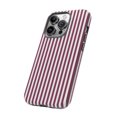 Tough Premium Old Claret Stripes Phone Case Gift for Her - For Apple iPhone 16 Pro Max 16e iPhone 15 Pro iPhone Iphone 14 Plus 13 Pro 12 SE XR - Studio40ParkLane