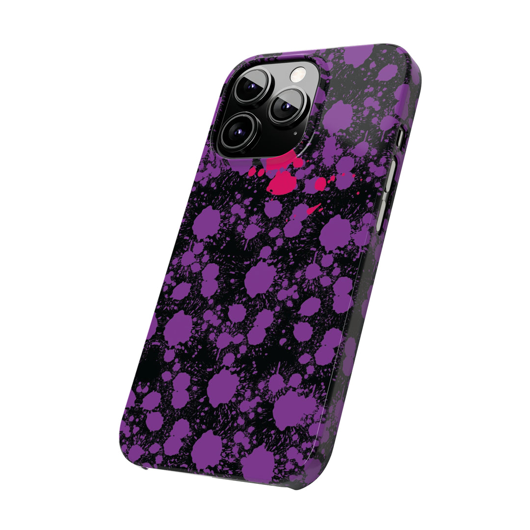 Slim Cute Phone Cases for Iphone - | iPhone 15 Case | iPhone 15 Pro Max Case, Iphone 14 Case, Iphone 14 Pro Max, Iphone 13, Purple Pink Paint Blots Splash - Studio40ParkLane