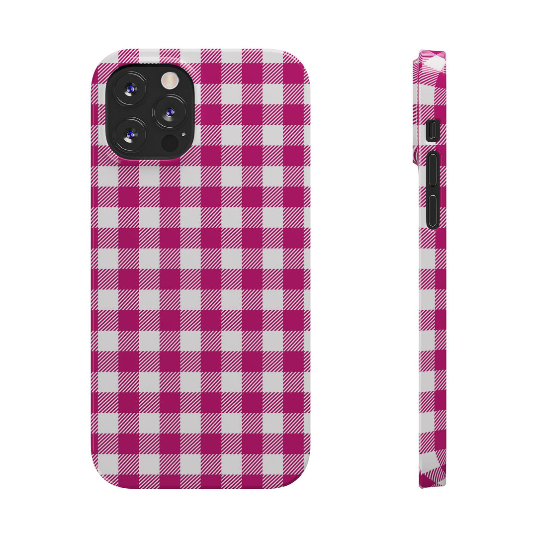 Slim Pink Gingham Gift for Her Cute Phone Cases for Iphone 16 Pro Max | iPhone 15 Case | iPhone 15 Pro Max Case, Iphone 14, 13, 12, 11, 10, 8, 7 - Studio40ParkLane