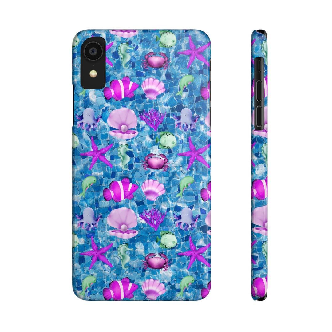 Slim Cute Phone Cases for Iphone - | iPhone 15 Case | iPhone 15 Pro Max Case, Iphone 14 Case, Iphone 14 Pro Max, Iphone 13, Blue Pink Under Sea - Studio40ParkLane