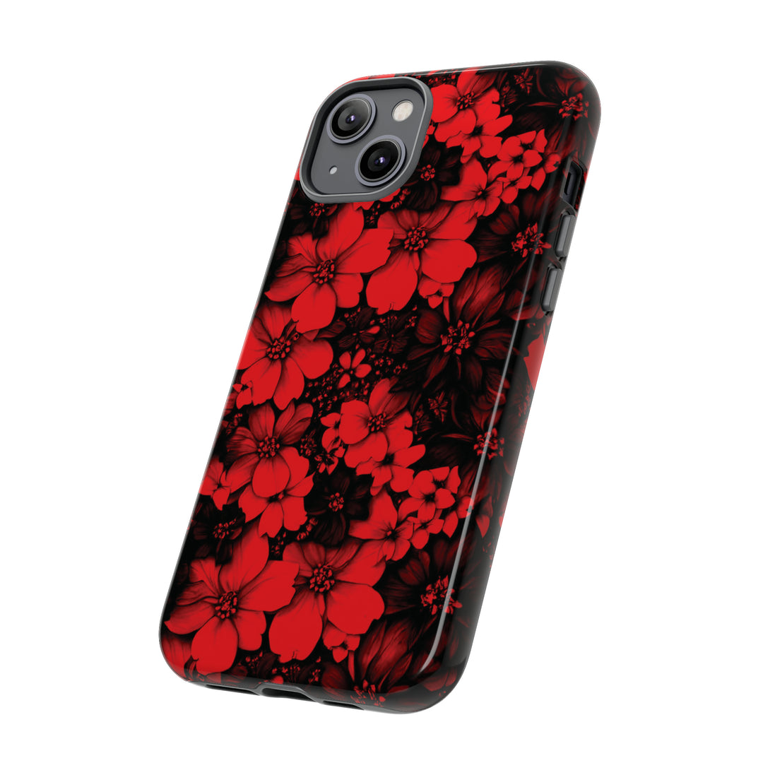 Cute IPhone Case | Red Black Flowers, iPhone 15 Case | iPhone 15 Pro Case, Iphone 14 Case, Iphone 14 Pro Max Case, Protective Iphone Case - Studio40ParkLane