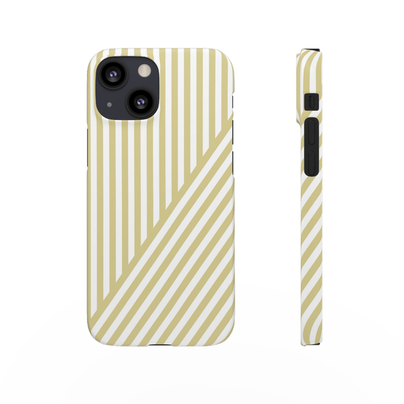 Aesthetic Yellow Beige Stripes Cute Phone Case Sleek Snap - For iPhone 17 Pro Max iPhone 16 Pro iPhone 15 Iphone 14 Plus 13 Pro 12 11 10 Gift