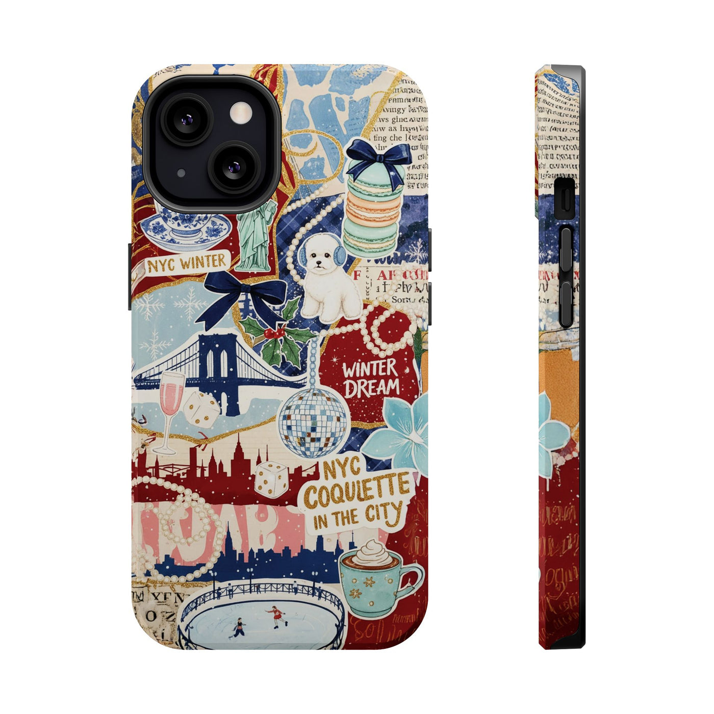 New York Winter Coquette Collage Tough Magsafe Cute Phone Cases for Iphone | iPhone 17 Pro Max Case, Iphone 16, Iphone 15 14 13 12 11 10 9