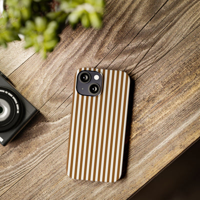 Slim Mocca Brown Striped Cute Phone Case for Iphone 16 - | iPhone 15 Pro Max Case | iPhone 14 Case Iphone 13 12 11 10 9 8 7 XS X Gift for Her - Studio40ParkLane