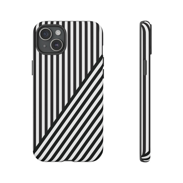 Aesthetic Tough Black White Stripes Phone Case - For iPhone 17 Pro Max iPhone 16 Pro iPhone 15 Iphone 14 Plus 13 Pro 12 11 10 XR - Studio40ParkLane