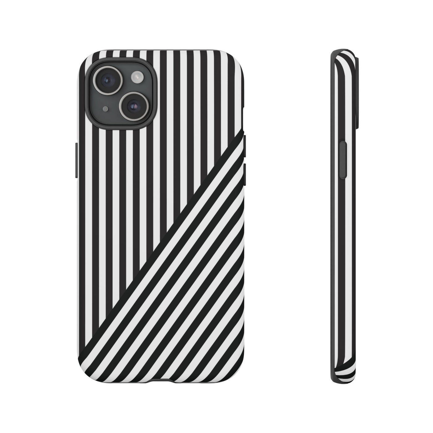 Aesthetic Tough Black White Stripes Phone Case - For iPhone 17 Pro Max iPhone 16 Pro iPhone 15 Iphone 14 Plus 13 Pro 12 11 10 XR - Studio40ParkLane