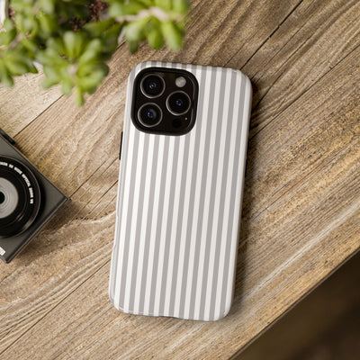 Tough Premium Ash Grey Stripes Phone Case Gift for Her - For Apple iPhone 16 Pro Max 16e iPhone 15 Pro iPhone Iphone 14 Plus 13 Pro 12 SE XR - Studio40ParkLane