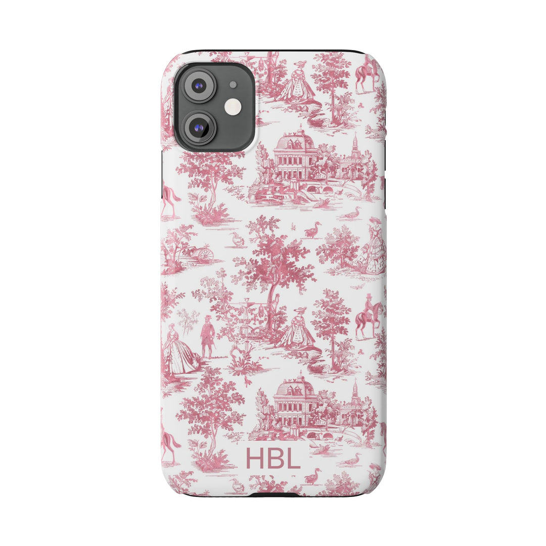 Slim Personalized Slim Pink Vintage French Toile Cute Phone Cases for Iphone 16 Pro Max | iPhone 15 Case | iPhone 15 Pro Max Case, Iphone 14, Iphone 14 Pro Max, Iphone 13 12 11 8 7 - Studio40ParkLane