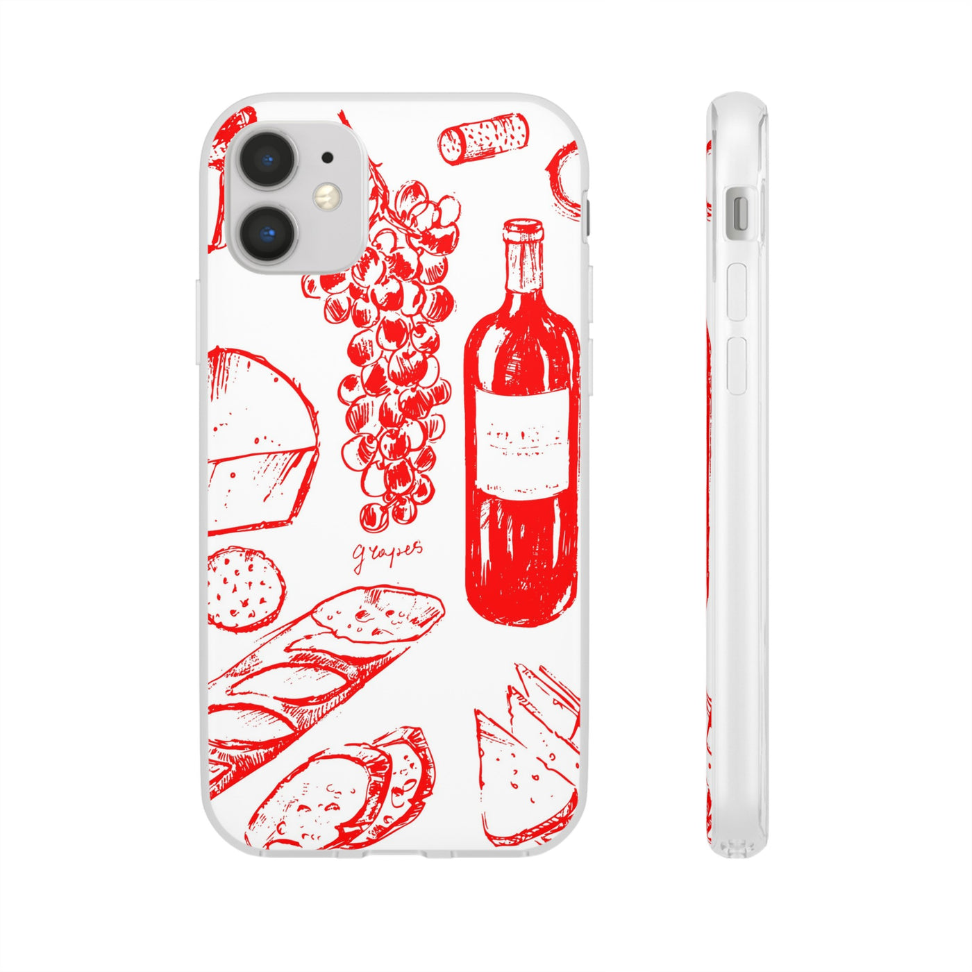 Cute Flexi Phone Cases, French Food Wine Red, Compatible with Samsung Galaxy S23, Samsung S22, Samsung S21, Samsung S20, Galaxy S20 Ultra