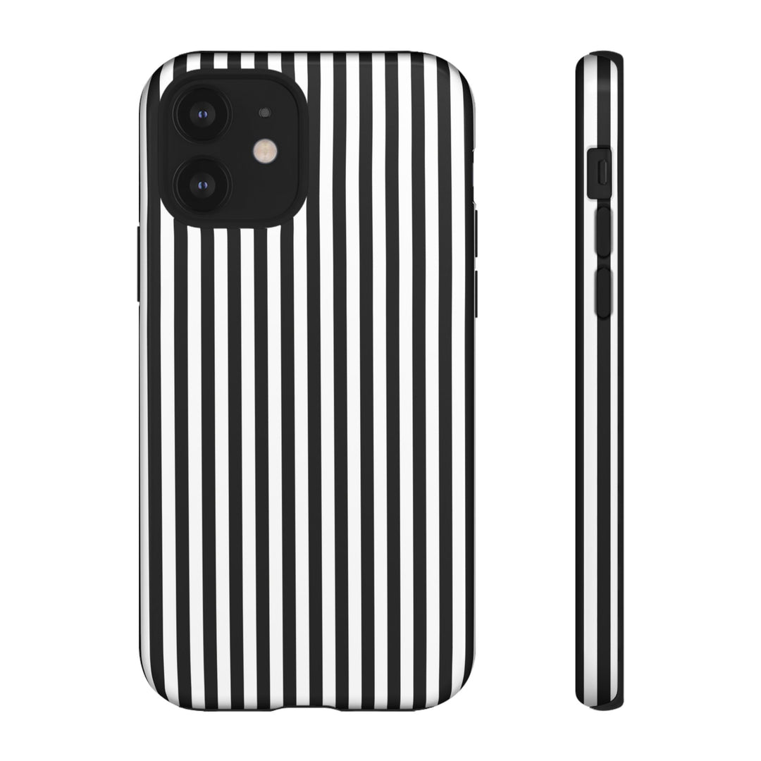 Tough Premium Black White Stripes Phone Case Gift for Her - For Apple iPhone 16 Pro Max 16e iPhone 15 Pro iPhone Iphone 14 Plus 13 Pro 12 SE XR - Studio40ParkLane