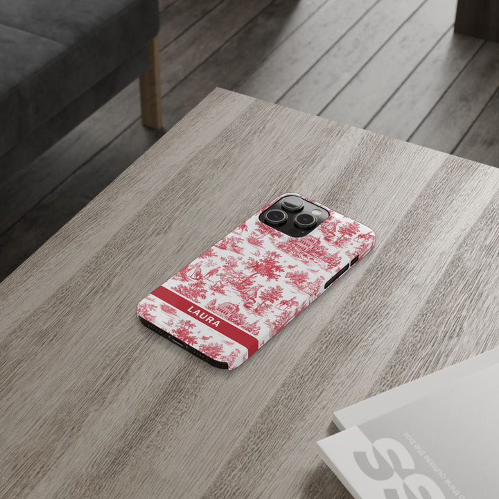 Slim French Toile Personalized Initial Custom Gift for Her Cute Phone Cases for Iphone 16 Pro Max | iPhone 15 Case | iPhone 15 Pro Max Case, Iphone 14, 13, 12, 11, 10, 8, 7 - Studio40ParkLane