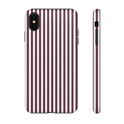 Tough Premium Burgundy Stripes Phone Case Gift for Her - For Apple iPhone 16 Pro Max 16e iPhone 15 Pro iPhone Iphone 14 Plus 13 Pro 12 SE XR - Studio40ParkLane