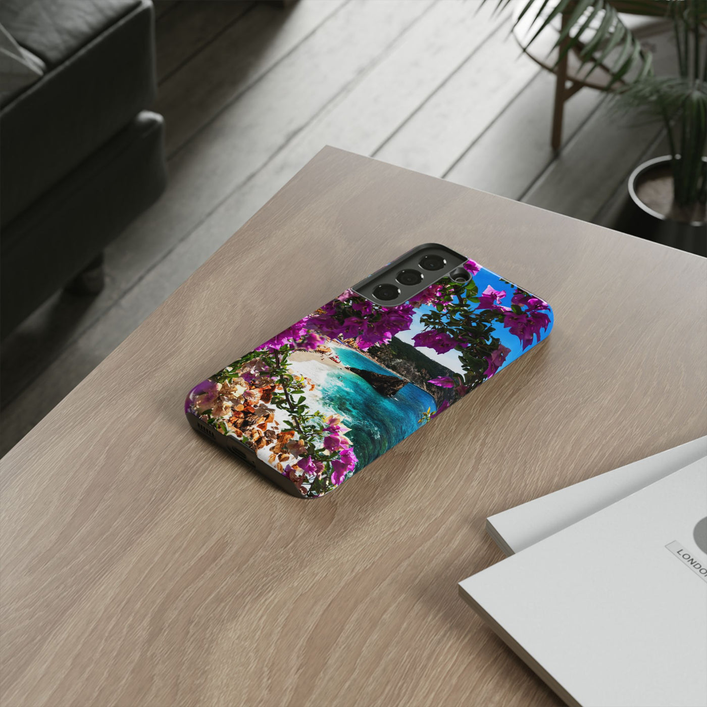 Impact Resistant, Bougainvillea Seaview, Cute Phone Cases for Samsung S24, S23, S22, S21, IPhone 15 pro Iphone 14 pro Iphone 13 IPhone 12 Iphone 11