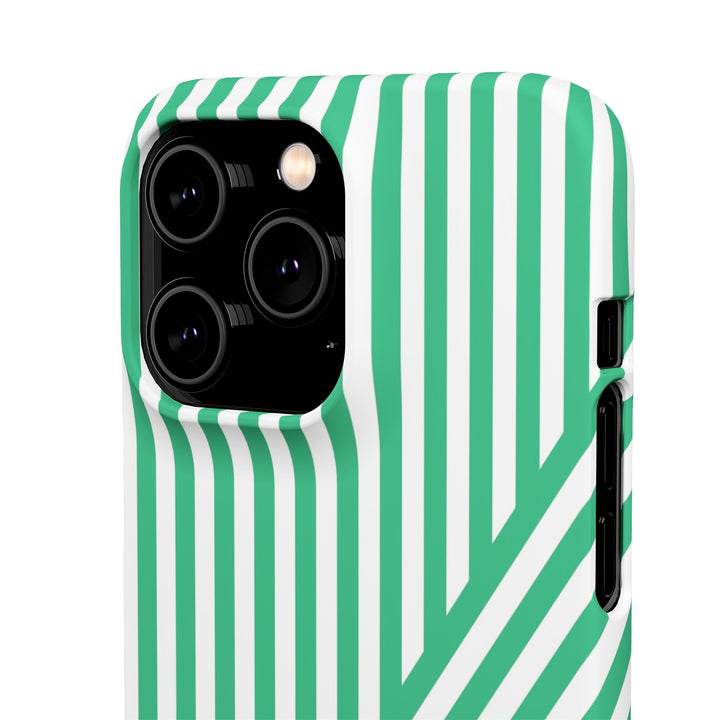 Aesthetic Emerald Stripes Cute Phone Case Sleek Snap - For iPhone 17 Pro Max iPhone 16 Pro iPhone 15 Iphone 14 Plus 13 Pro 12 11 10 Gift