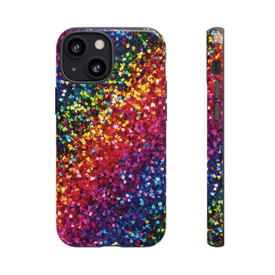 Faux Chic Play on Glitter Effect Cute Phone Case, for IPhone 16 pro Max | Iphone 15, Iphone 14, IPhone 13 Case, 11 8 7, Samsung Galaxy S24, S23, S22, S21, 2 Layer Protection