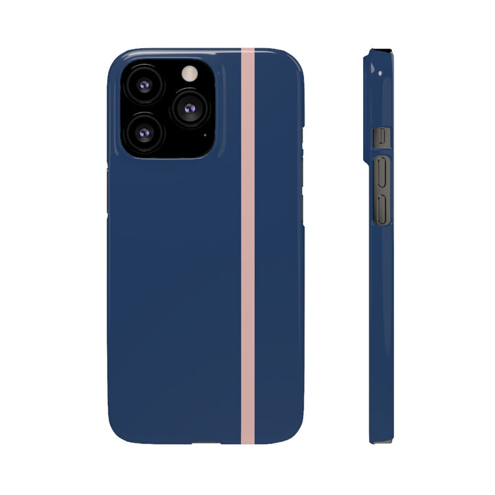 Sleek Navy Blue Pink Stripe Snap Phone Case for iPhone 18 17 16 15 14 13 Pro Max, Samsung Galaxy S26 S25 Ultra Lightweight Cute Phone Case - Studio40ParkLane