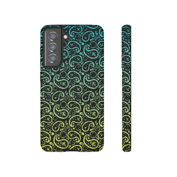 Cute Samsung Phone Case | Aesthetic Samsung Phone Case | Paisley Blue Yellow Black | Galaxy S23, S22, S21, S20 | Luxury Double Layer | Cool - Studio40ParkLane