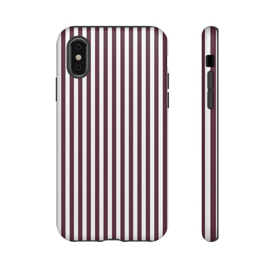 Tough Premium Burgundy Stripes Phone Case Gift for Her - For Apple iPhone 16 Pro Max 16e iPhone 15 Pro iPhone Iphone 14 Plus 13 Pro 12 SE XR - Studio40ParkLane