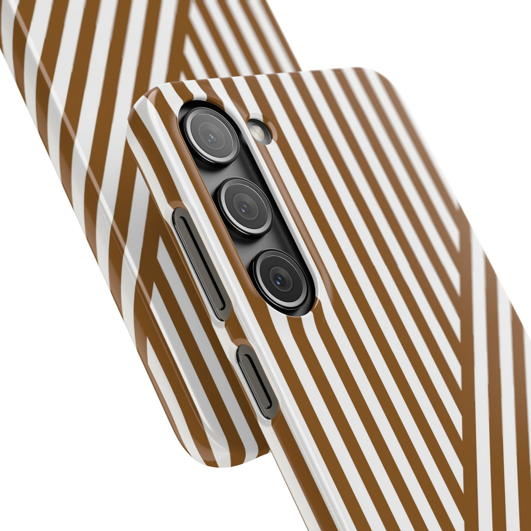 Aesthetic Mocha Brown Stripes Cute Phone Case Sleek Snap - For iPhone 17 Pro Max iPhone 16 Pro iPhone 15 Iphone 14 Plus 13 Pro 12 11 10 Gift - Studio40ParkLane