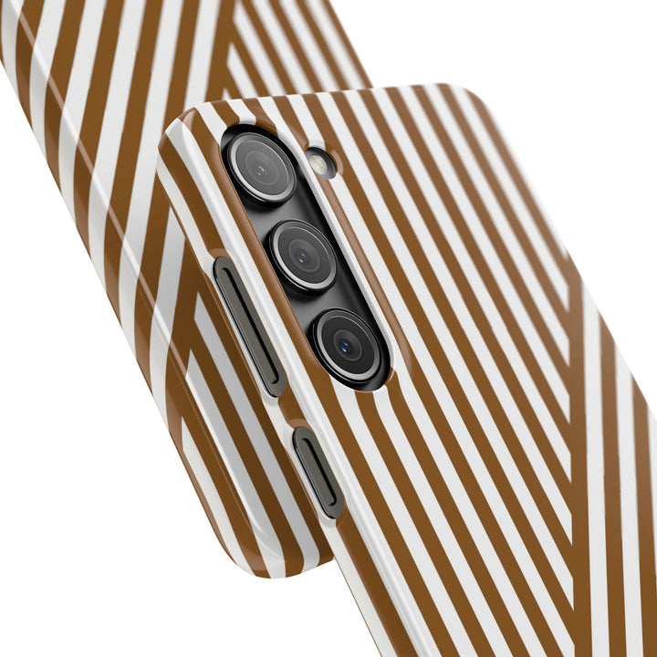 Aesthetic Mocha Brown Stripes Cute Phone Case Sleek Snap - For iPhone 17 Pro Max iPhone 16 Pro iPhone 15 Iphone 14 Plus 13 Pro 12 11 10 Gift - Studio40ParkLane