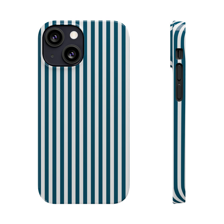Slim Teal Blue Striped Cute Phone Case for Iphone 16 - | iPhone 15 Pro Max Case | iPhone 14 Case Iphone 13 12 11 10 9 8 7 X XS Gift for Her - Studio40ParkLane