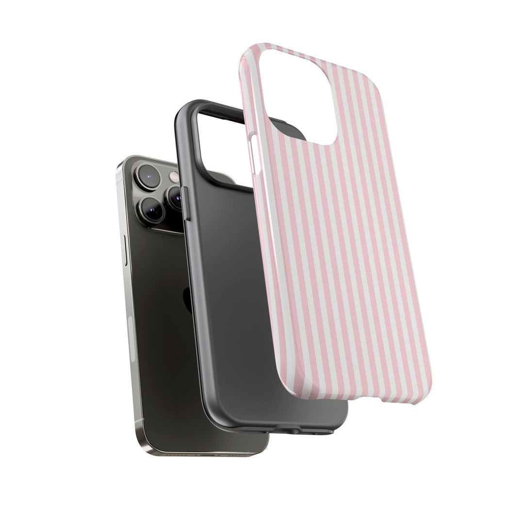Tough Premium Sweet Pink Stripes Phone Case Gift for Her - For Apple iPhone 16 Pro Max 16e iPhone 15 Pro iPhone Iphone 14 Plus 13 Pro 12 SE XR - Studio40ParkLane
